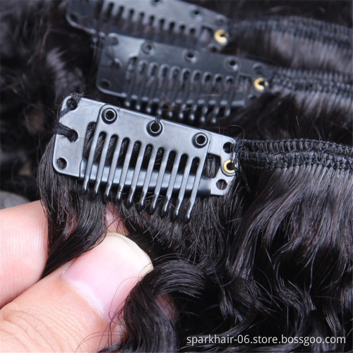 SPARK kinky Curly Clip in Hair Extensions Human Hair
